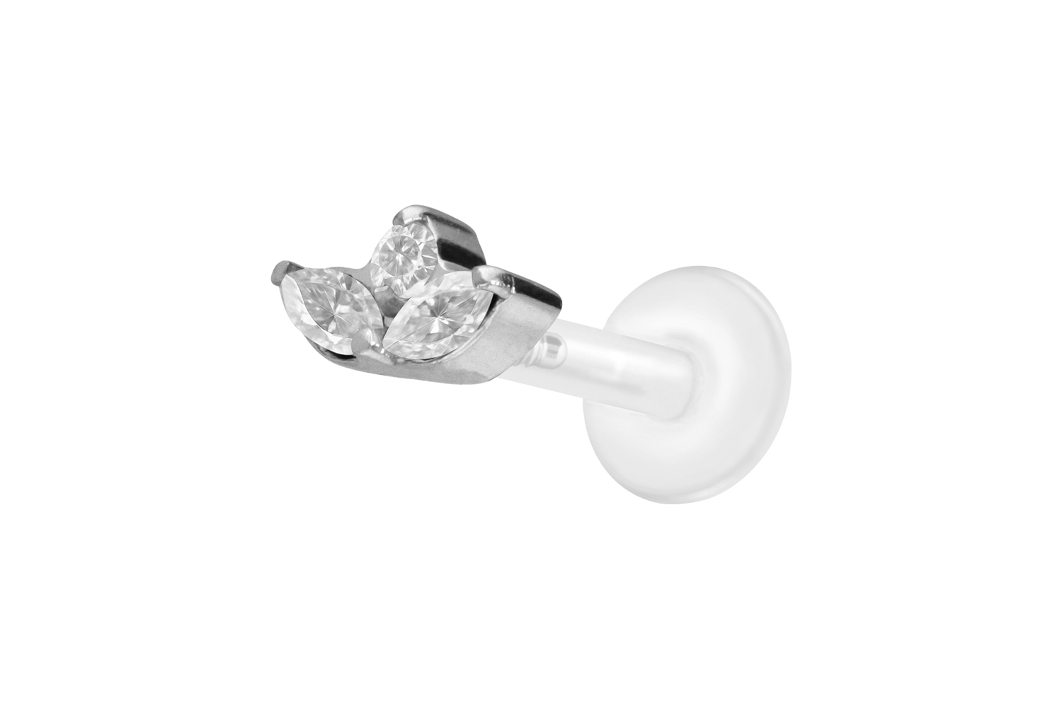 PTFE Labret Piercing mit Innengewinde + Titan-Aufsatz LOTUSBLÜTE